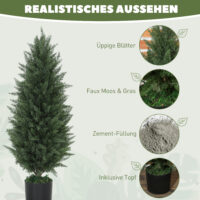 Zypressen künstlich 2er Set mit Topf UV-beständig 90cm