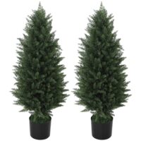 Zypressen künstlich 2er Set mit Topf UV-beständig 90cm